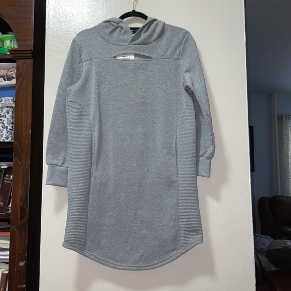 Peek A Boo Sweatshirt Mini Dress - Heather Grey - Picture 5 of 8